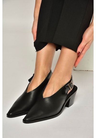 Fox Shoes Y654300203 Siyah Hakiki Deri Alçak Topuklu Western Ayakkabı Siyah