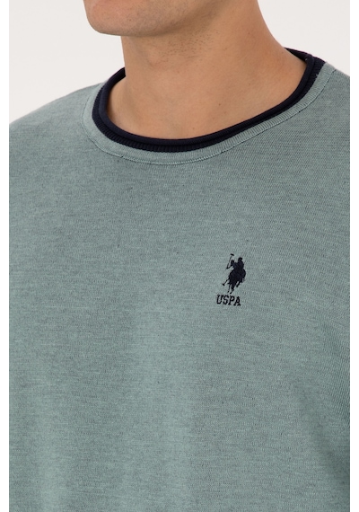 U.S. Polo Assn. Erkek Comfort Fit Yaka Detaylı Mint Kazak 50315022-VR090