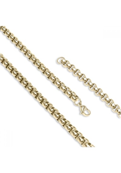 Erkek Arnavut Çelik Kolye 6mm 9180 Altın