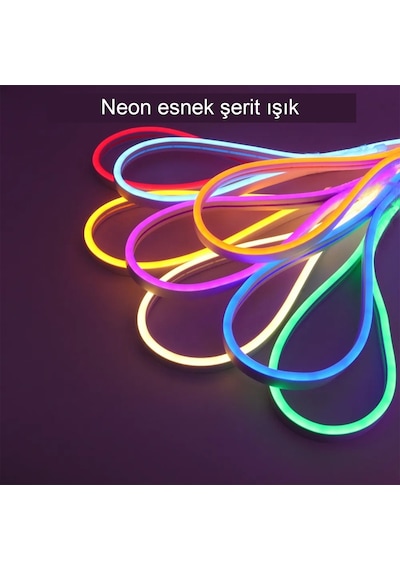Neon Led Şerit 5metre Buz Mavisi Led Zincir Bandı Hortum Esnek Dekoratif Aydınlatma Işık 12v 10w