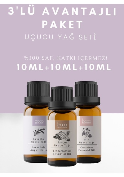 Boco Born In Cosmetics Itır + Lavanta + Tarçın Saf Aromaterapi Uçucu Yağı 3 x 10 ML
