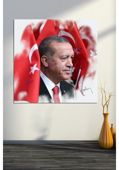 Recep Tayyip Erdoğan Yağlıboya Efektli Başkan Erdoğan Rte Kanvas Tablo 7 Farklı Ölçü