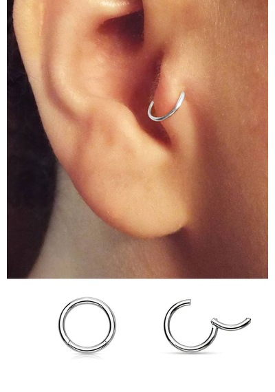 Titanyum Halka Tragus Piercing 2'li Set 6mm Gümüş