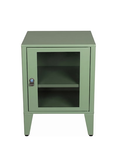 Alfafonet Ziglat Serisi Kilitli Metal Home Office Dolabı Cam Kapaklı Yeşil Ral 6018 450x600x450 Mm