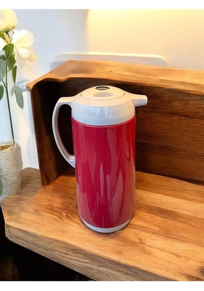 Basma Kapaklı 1,6 Lt. Içi Cam Çay Termosu, Kırmızı Diğer