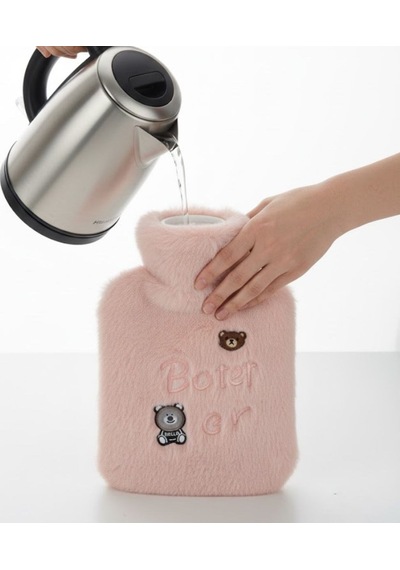 Işıklı Ayıcıklı Figürlü Pembe Peluş Sıcak Su Torbası 1 Lt Yumuşak Kılıf, Uzun Süre Sıcak Tutan Terma Diğer