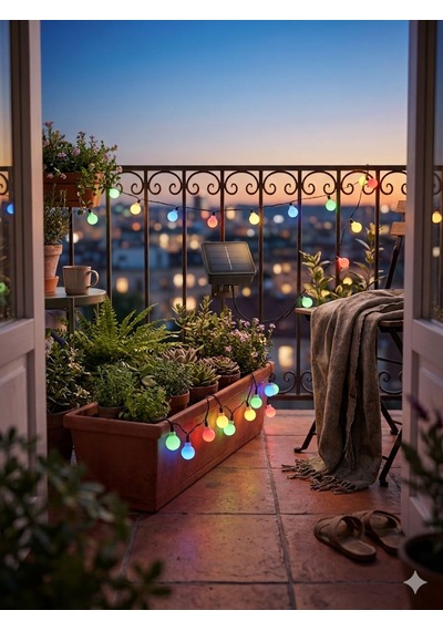 5 Metre 28 Led Top Güneş Enerjili Bahçe Aydınlatması Rgb Renkli