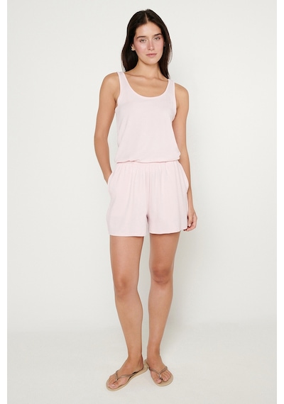 Ac&co / Altınyıldız Classics Kadın Pembe Yumuşak Dokulu Standart Fit Beli Lastikli Cepli Rahat Örme Esnek Şort