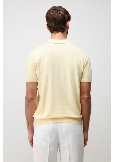 Antioch Comfort Slim Polo Yaka Erkek Triko T-shirt Sarı