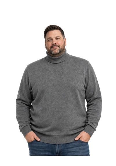 Battalmoda Erkek Büyük Beden Füme Tam Balıkçı Triko Kazak 3xl-4xl-5xl-6xl