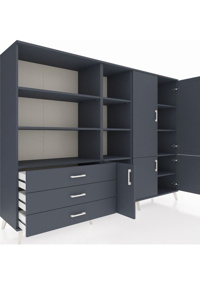 Hyperion Dolap 11 Raflı 3 Çekmeceli 5 Kapaklı 220x44x163 Antrasit Antrasit-antrasit Hyperion Dolap 11 Raflı 3 Çekmeceli 5 Kapaklı 220x44x163 Antrasit Antrasit-antrasit