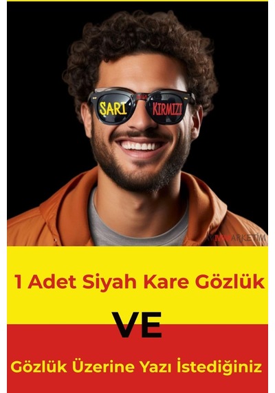 Parti Gözlüğü Sarı Kırmızı Yazılı Gözlük Şampiyonluk Kutlaması İçin Sarı Kırmızı Yazılı Gözlük