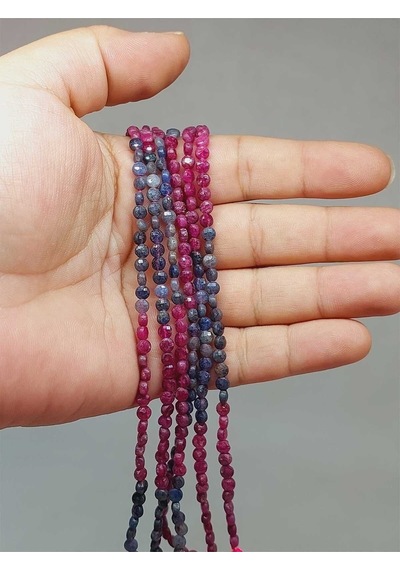Bileklik Boy Yakut & Safir Taşı Yassı Dizi 2.5 4mm 51206 Yarım Dizi 17cm Uzunluğundadır Çok Renkli