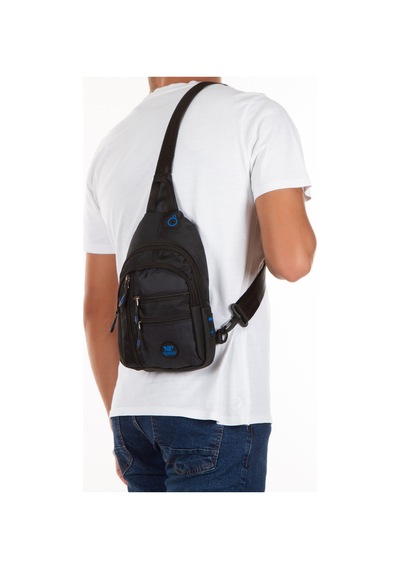 Newish Polo İmpertex Suya Dayanıklı Siyah-mavi Kulaklık Ve Usb Çıkışlı Unisex Omuz Ve Bel Çantası Siyah - Mavi