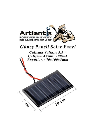 Güneş Paneli Solar Panel 7x10 Cm 5.5 Volt 100 Ma 1 Adet Güneş Enerjisi Okul Sınıf Deney Çalışmaları