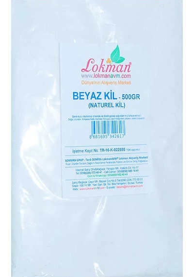 Beyaz Kil Öğütülmüş Doğal Saf Naturel 500 Gr Paket