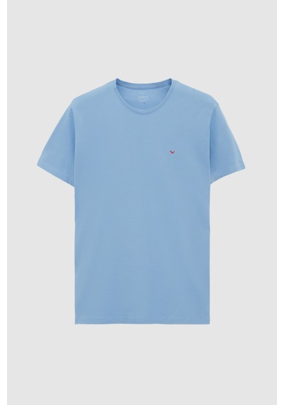 D's Damat Ds Damat Regular Fit Açık İndigo Düz Nakışlı %100 Pamuk T-shirt 4hc140632006m 7069341