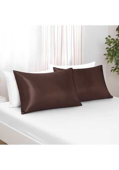 Kahverengi Ipek Saten Yastık Kılıfı 50 X 70 2'Li N11.1057