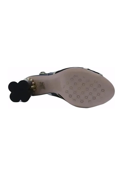 Poletto Hakiki Deri /tekstil Altın-sax Mavı Sandalet Topuklu 380 13-527 Altın