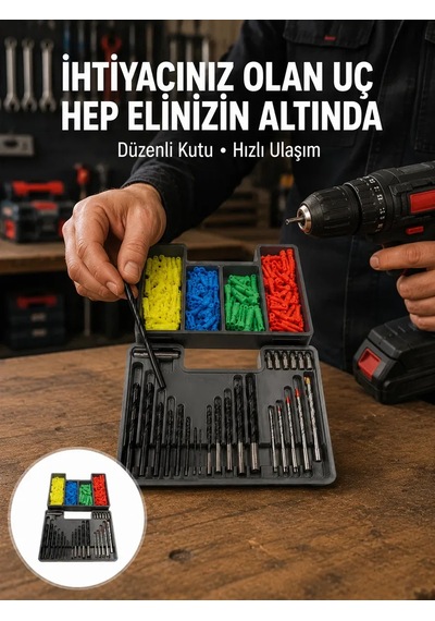 Matkap Ucu Seti 24 Parça Organizer Kutulu Ahşap Metal Beton Uyumlu Yeni Nesil 82542763