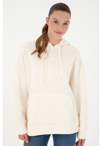 U.S. Polo Assn. Kadın Krem Kapüşonlu Sweatshirt 50292370-VR071