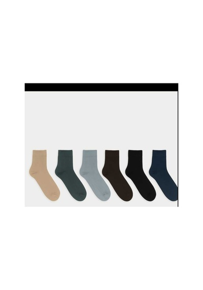 Nesa 6' Çift Erkek Kokulu Bambu Patik Çorap Çok Renkli