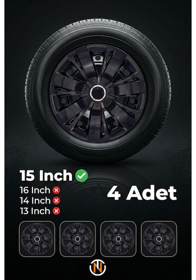 Hyundai Accent Era 15 İnç Jant Kapağı Takım Siyah S113