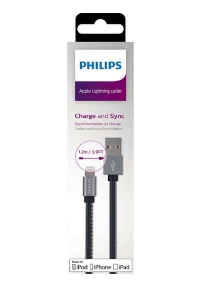Philips Uyumlu DLC2508B/97 1.2 Metre Deri Mfı Lisanslı Lightning Kablo
