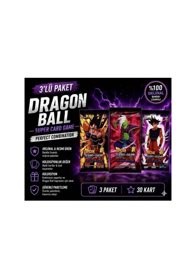 Cantex Tech Dragonball Booster Koleksiyon Kart Paketi 3 Paket 30 Kart