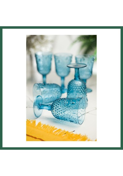 Bezos Akrilik Aquamarin 6'lı Kadeh & Su Meşrubat Kahve Yanı Bardağı 450 Ml Cam Değildir Bzs01