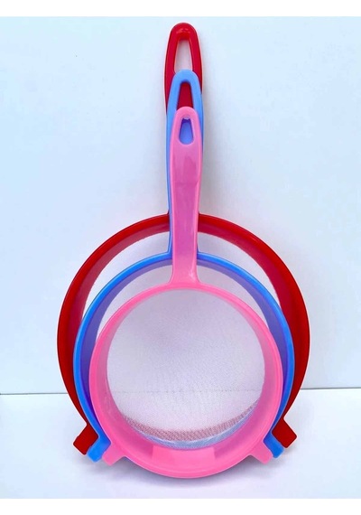 Çok Amaçlı Süt Süzgeci 3'lü 14-17-20 Cm Pirinç Bakliyat Süzgeci Plastik Diğer