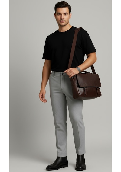 Bürke Erkek Gri Renk Slim Fit Kaliteli Kumaş Pantolon