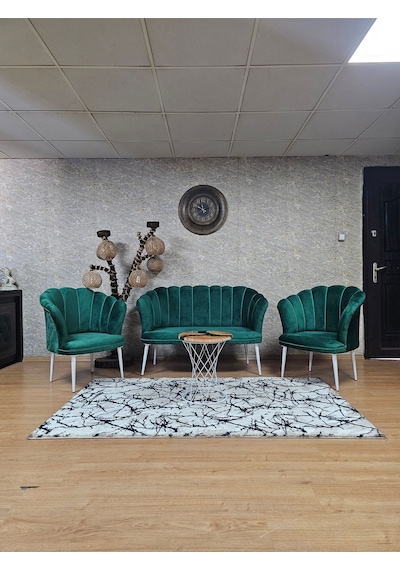 Zafir Papatya Çay Seti Koltuk Takımı Beyaz Boyalı Sivriltme Ayak, Balkon, Salon, Ofis, Cafe Koltuk Takımı Yeşil Zafir Papatya Çay Seti Koltuk Takımı Beyaz Boyalı Sivriltme Ayak, Balkon, Salon, Ofis, Cafe Koltuk Takımı Yeşil