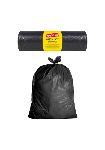 Koroplast Endüstriyel Çöp Torbası Battal Siyah 10 Adet 72 X 95 Cm