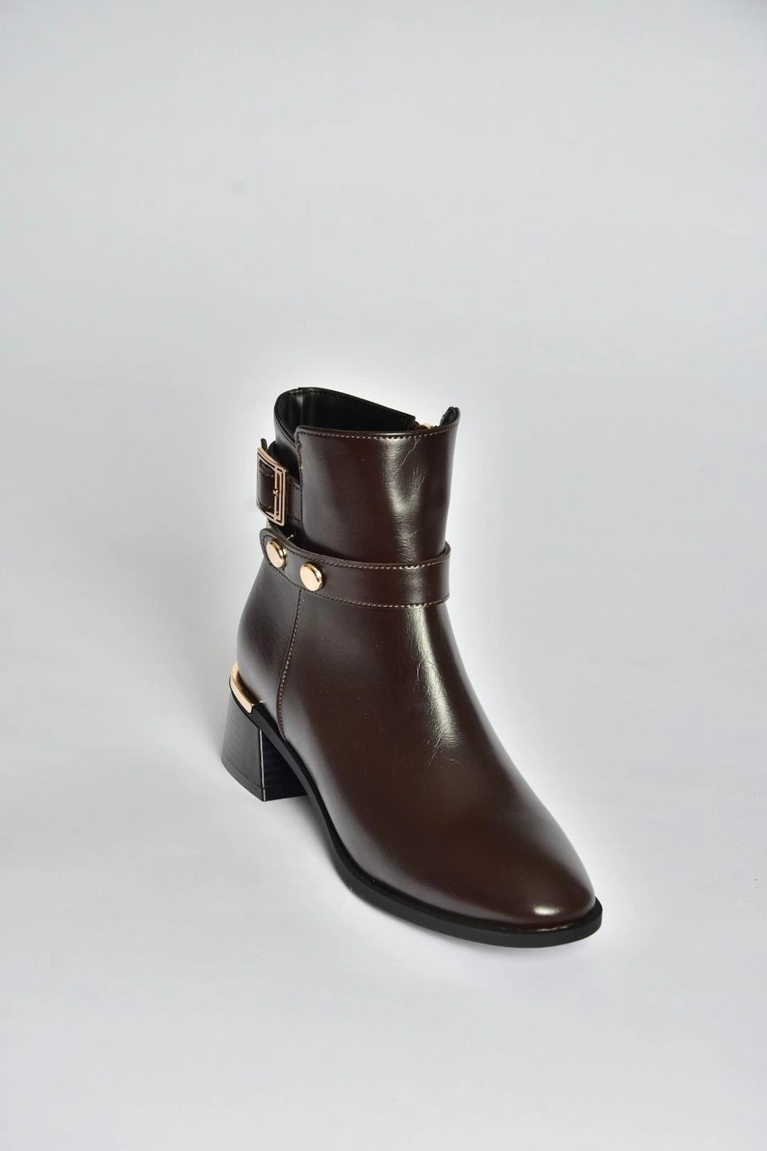 Fox Shoes V518978109 Kahverengi Kalın Topuklu Kadın Bot Kahverengi-suni Deri