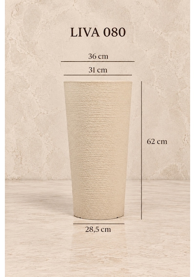 Bostann Dekoratif Saksı - Lıva 080 - 50l - Bej