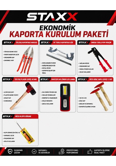 Staxx Kapse1012 Kaporta Servis Açılış Paketi Tam Donanımlı Oto Servis Seti Kaporta Kurulum Servisi