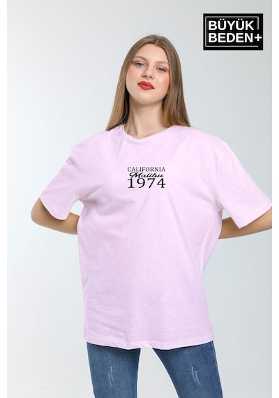 Superlife Kadın Büyük Beden California 1974 Baskılı Bisiklet Yaka Tshırt Spr25btsk06 Pembe Superlife Kadın Büyük Beden California 1974 Baskılı Bisiklet Yaka Tshırt Spr25btsk06 Pembe