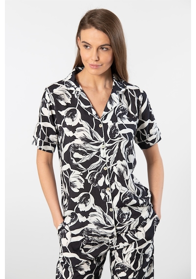 Türen Kadın Desenli Kısa Kol Dokuma Pijama Takımı 001