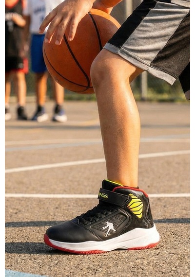 In Step Kevill Erkek Çocuk Siyah Kırmızı Basketbol Ayakkabısı - Kaymaz Tabanlı Kids Bot