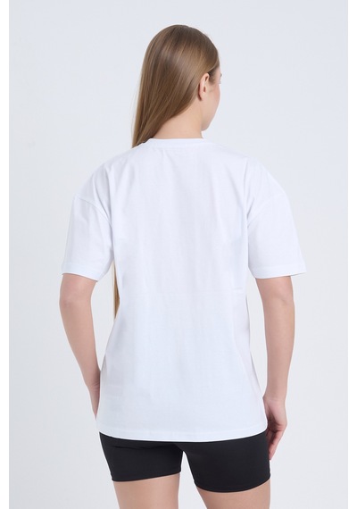 Velvoria Unisex Oversize Relaxed Tennis Baskılı Beyaz Renk T-shirt