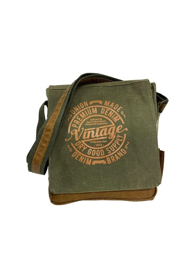 Old Cotton Cargo Kaliteli Su Geçirmez Kanvas Postacı Çantası Western Bag 25 Cm X 30 Cm Haki - Camel