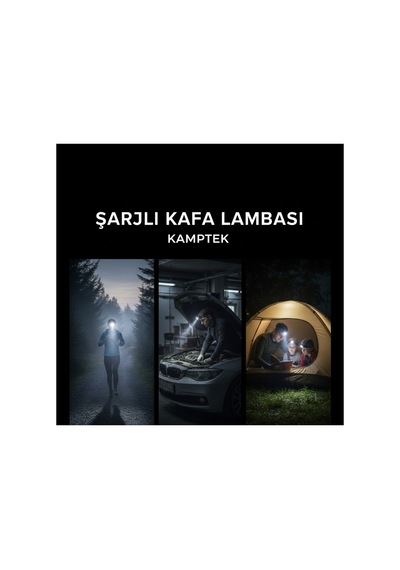 Mıknatıslı Şarjlı Led Kafa Lambası - Tamir, Kamp Ve Koşu İçin Uygun Pro Fener Siyah