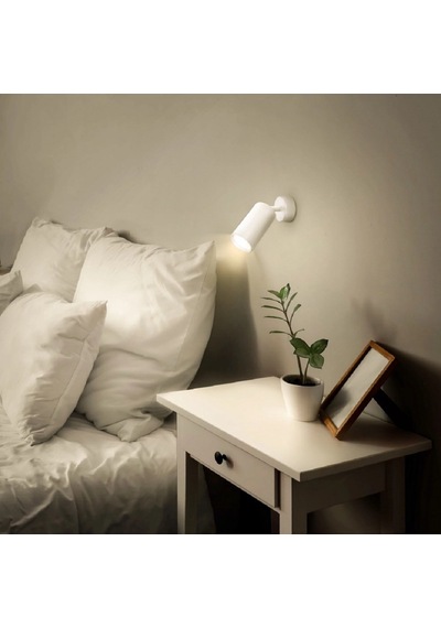 Riolıght Modern Yatak Başı Gu10 Duylu Beyaz Led Hareketli Başlık Tekli Metal Spot Ampül Dahil