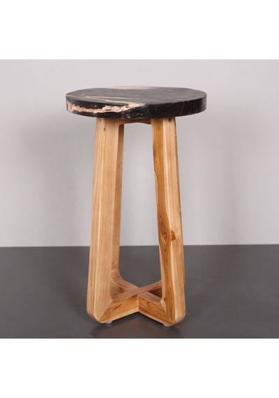 Nurıa Fosil Ağaç & Teak Sehpa 30x50x27 Cm Bej