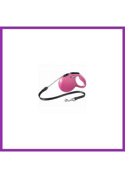 Flexi New Classic Otomatik İp Köpek Gezdirme Tasması Medium 8 Mt Pembe Bty