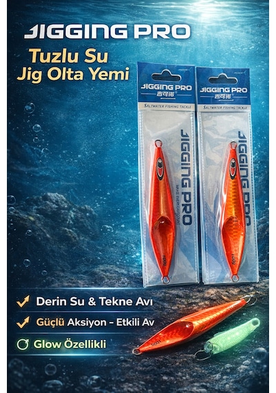 100 Gr Slow Jig Yemi 2'li Set - Glow Özellikli Derin Su Balık Avı Seti