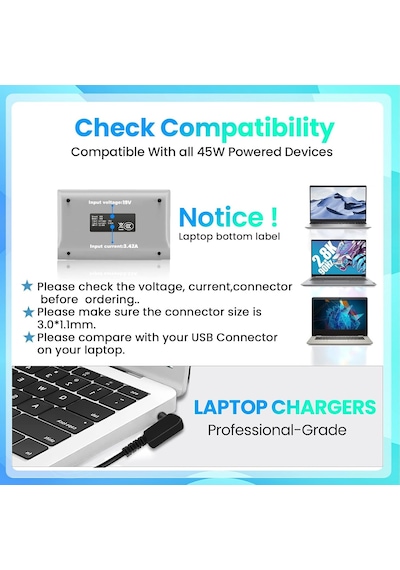 Dizüstü Bilgisayar İçin 45w Güç Adaptörü Acer Swift 3 Sf314 Swift 1 Sf114-32 Aspire 5 A515-55 A