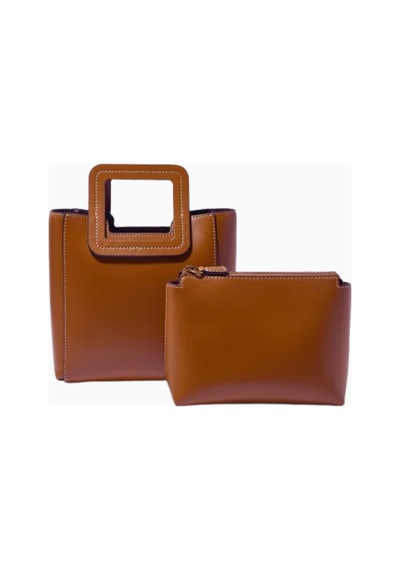 Staud Mini Shirley Tote Bag Kadın Deri Çanta, Şık Ve Çok Yönlü Omuz Çantası Kahverengi