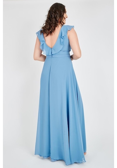 Ladies First Ladıes Fırst Büyük Beden 3507 Indigo Uzun Abiye Elbise